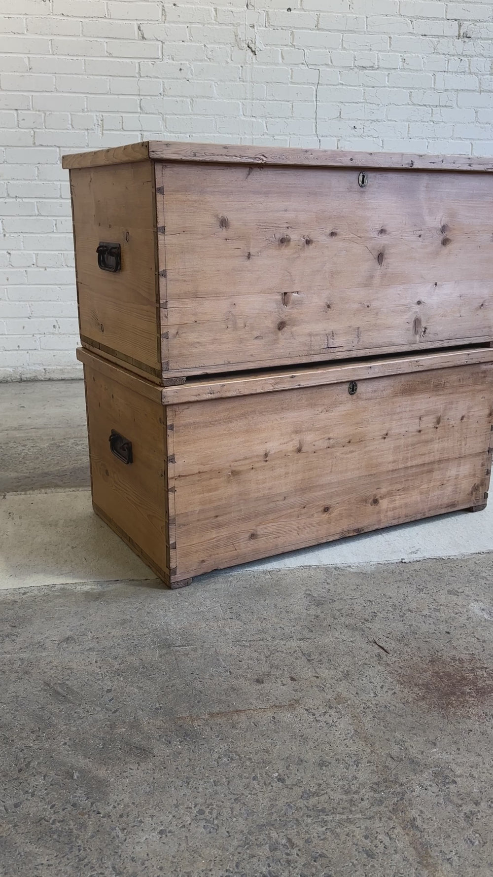 A Pair of English Antique Pine Boxes, c. 1890