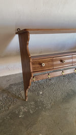 Antique French Pine Wall Shelf with Drawers c. 1900