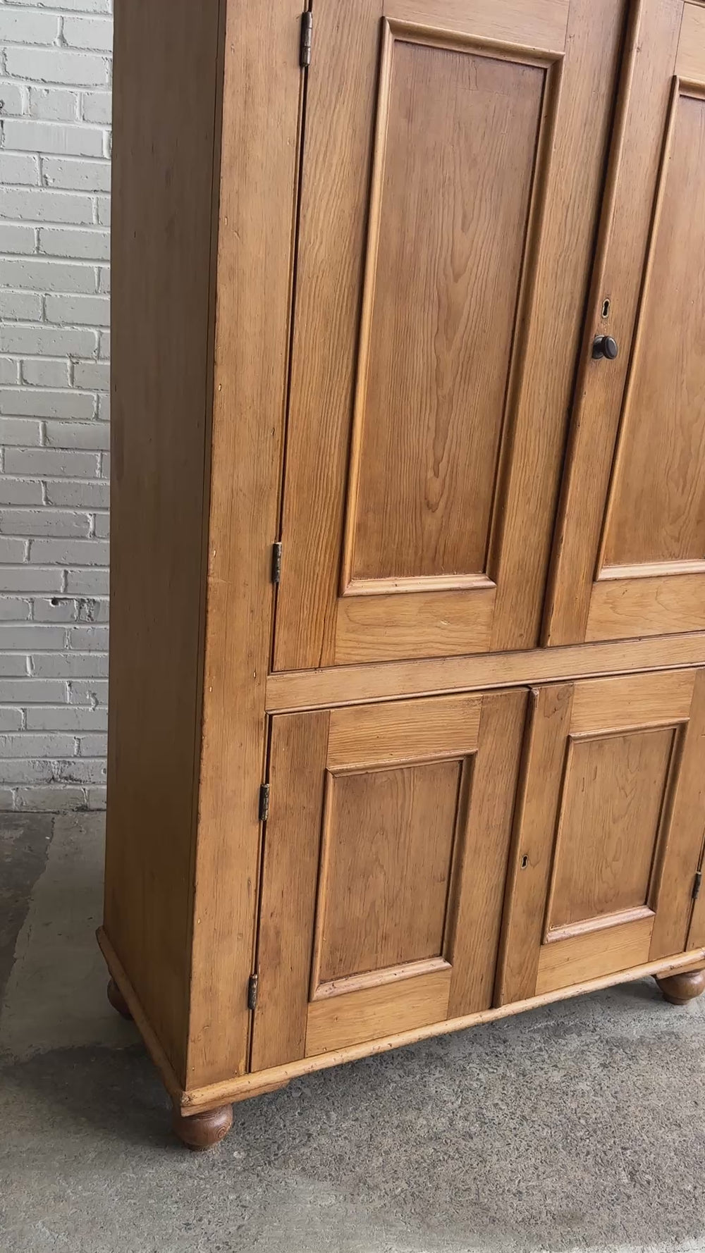 Antique Pine Four Door English Cupboard or Larder, c. 1880