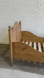 Wide Antique Pine Sleigh Bed c. 1890