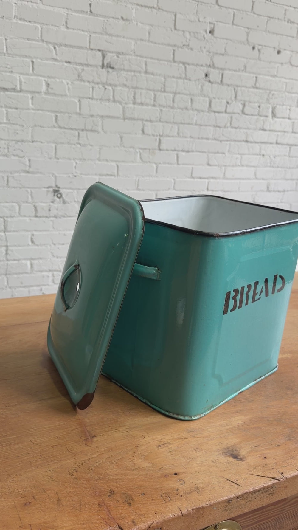 An English Antique Blue Bread Bin, c.1920