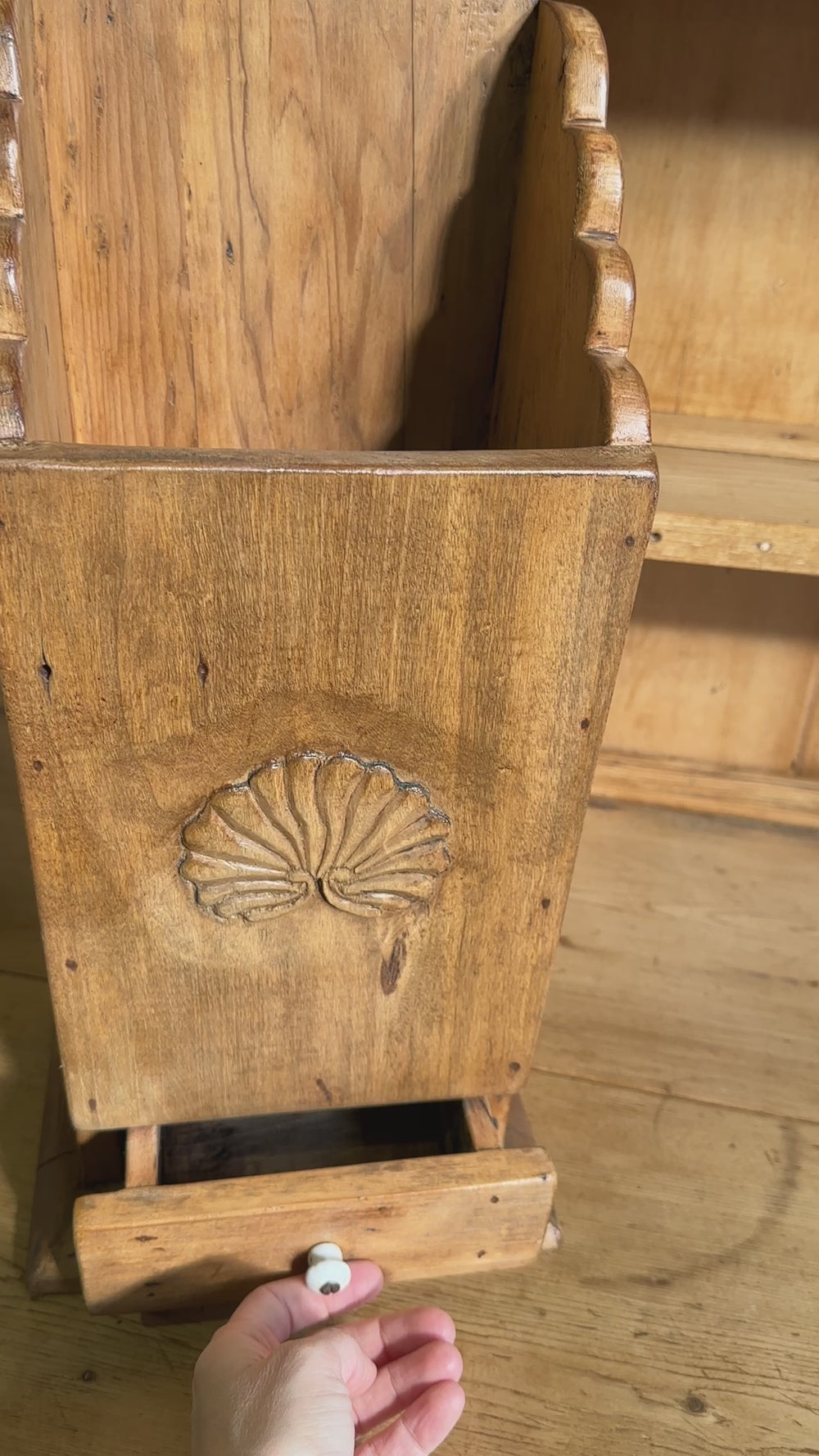 Antique English Hand-Carved Candlebox, c. 1890