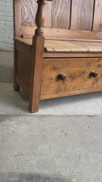 Antique Welsh Settle with Storage Drawers, c. 1880