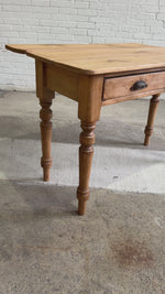 Antique Pine Two Drawer Drop Leaf Scullery Table, c. 1880