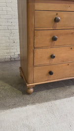 A Large Antique Pine Chest of Drawers with Mahogany Knobs c. 1860
