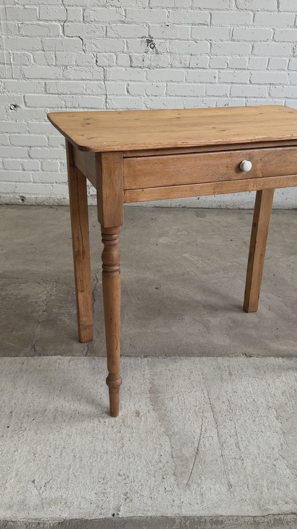 Antique Pine English Side Table with Drawer c. 1880