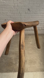 A Large Antique French Milking Stool with Shaped Seat, c. 1900