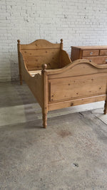 Antique Pine Sleigh Bed with Curved Siderails c. 1900