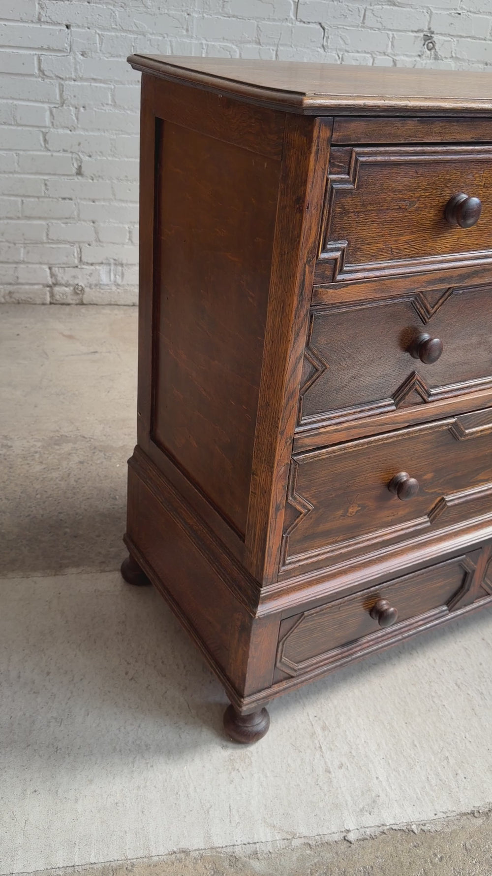 Antique Oak English Chest of Drawers c. 1900