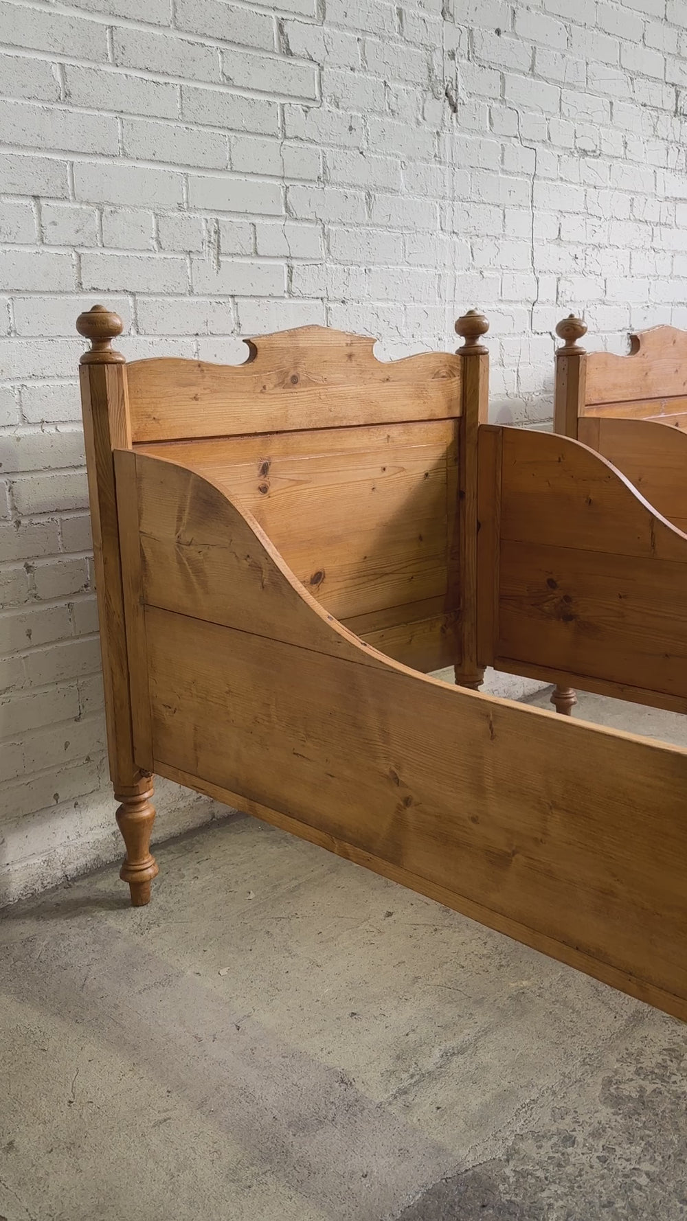 A Pair of Antique Pine Sleigh Beds, c. 1900
