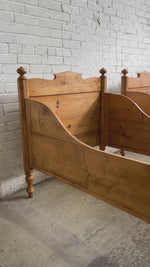 A Pair of Antique Pine Sleigh Beds, c. 1900