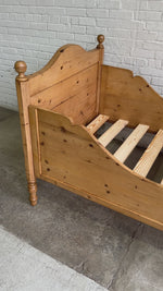 Antique Pine Sleigh Bed with Curved Siderails c. 1900