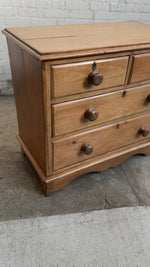 Antique Pine Chest of Drawers with Wavy Skirt, c. 1890