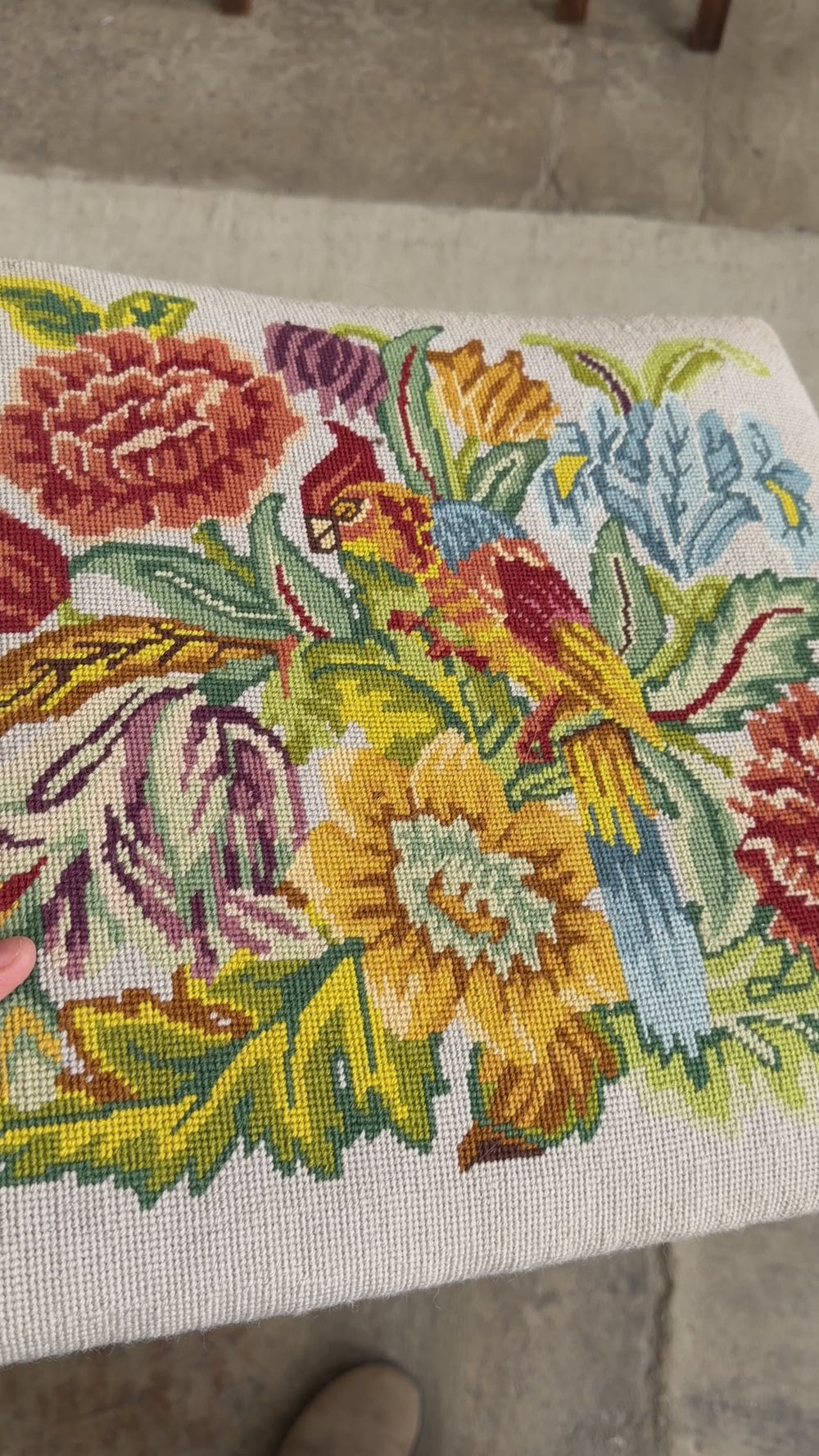 A Set of Six English Country House Chairs with Needlepoint Seats, c. 1900