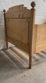 Antique Pine Sleigh Bed with Squared Top, c. 1900
