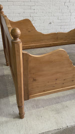 Antique Pine Sleigh Bed with Scalloped Side Rails, c. 1880
