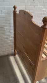 Antique Pine Sleigh Bed with High Headboard