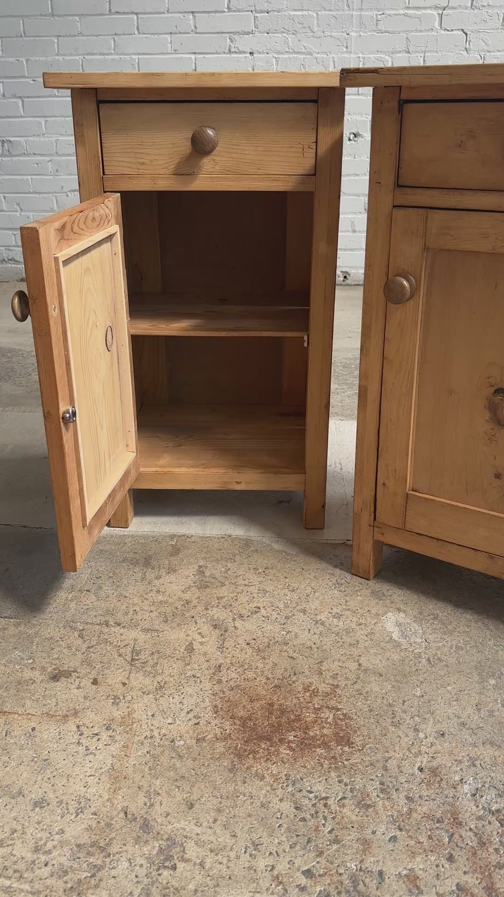 **on hold** A Pair of Antique Pine English Nightstands, c. 1900