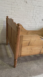 Antique Pine Sleigh Bed with Deep Side Rails c. 1890