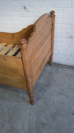 Petite Antique Pine Sleigh Bed c. 1900