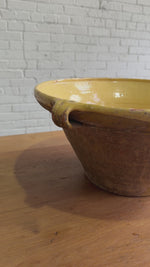 Antique French Glazed Dairy Bowl with Spout, c.1890