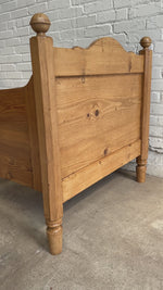 Antique Pine Sleigh Bed with Swoopy Side Rails, c. 1900