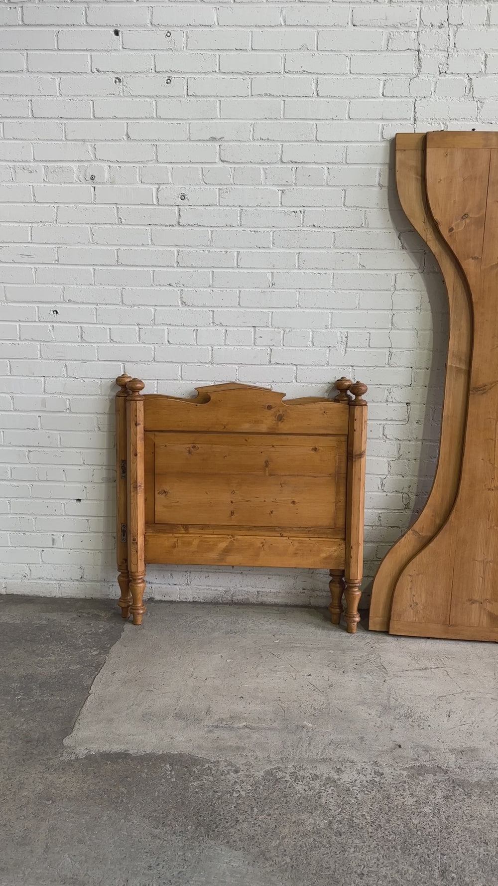 A Pair of Antique Pine Sleigh Beds, c. 1900