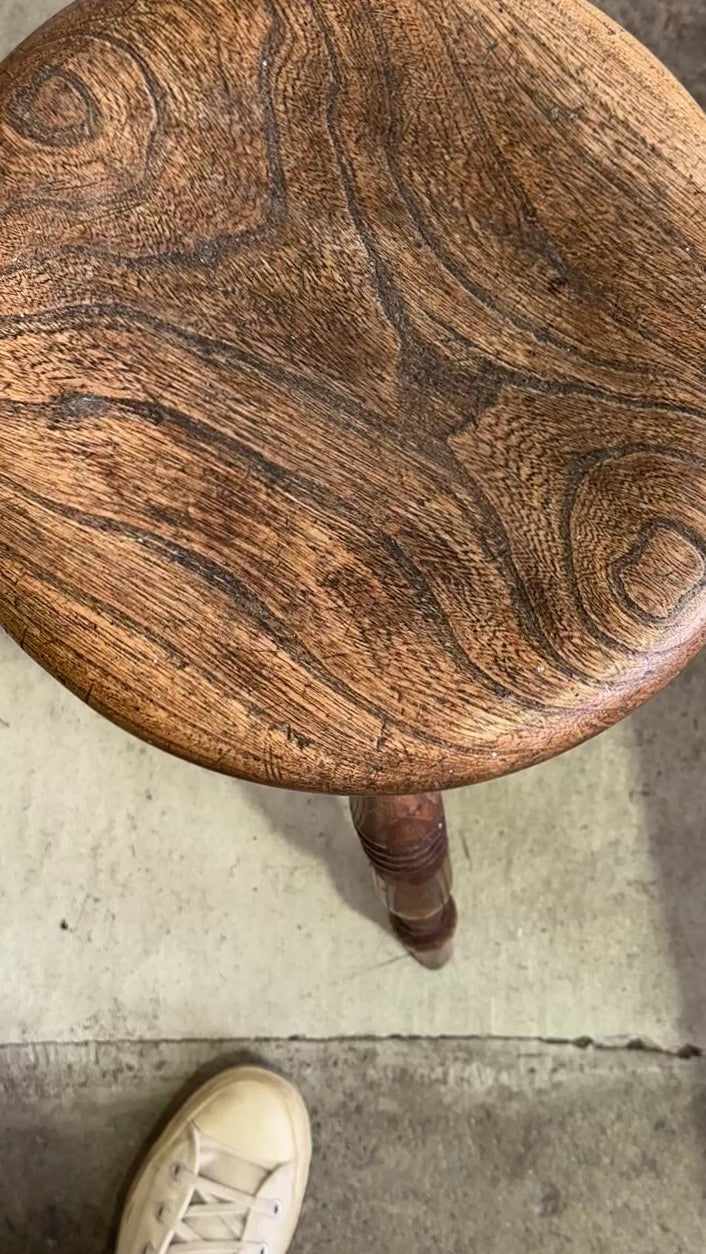 Antique English Elm Stool c. 1880