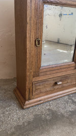 Antique Oak English Wall Cupboard with Mirror c. 1900