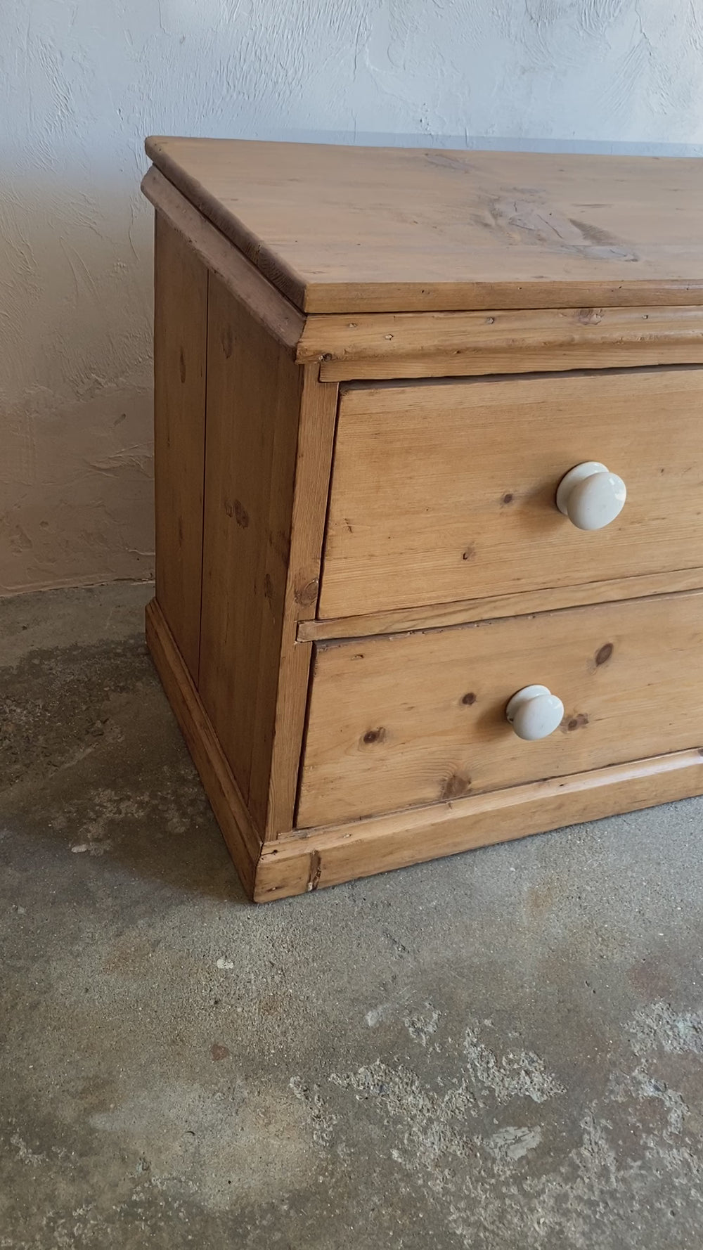 Antique Pine English Drawers with Ceramic Knobs c. 1890
