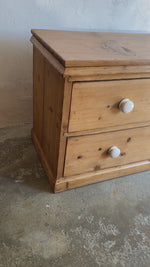 Antique Pine English Drawers with Ceramic Knobs c. 1890
