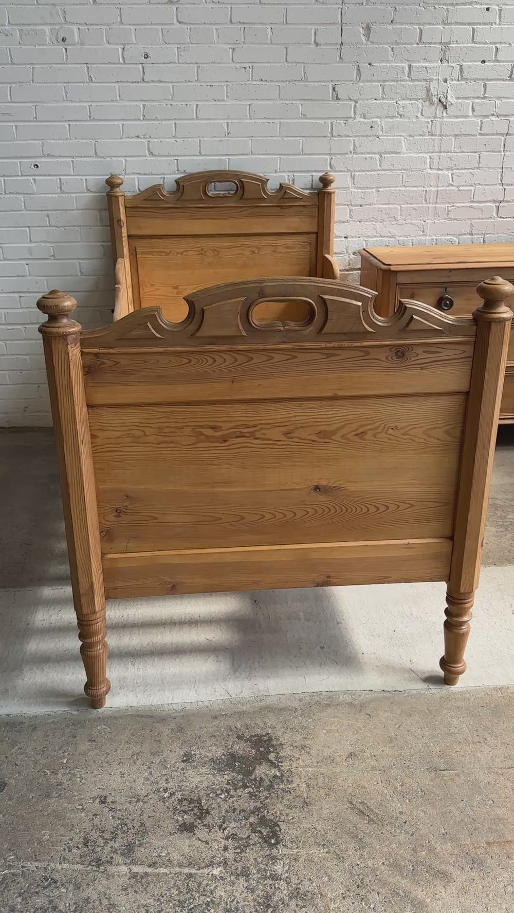 A Pair of Antique Pine Sleigh Beds c. 1900