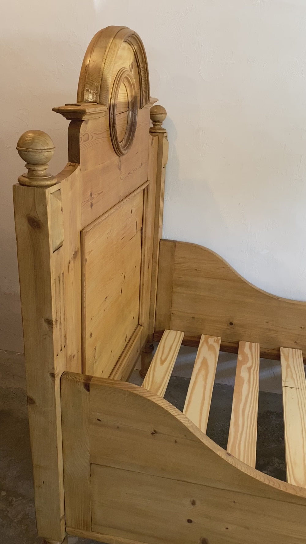 Antique Pine European Sleigh Bed (Twin) c. 1890