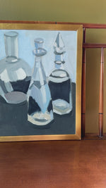 Glass Perfume Bottles: Vintage Swedish Oil on Canvas