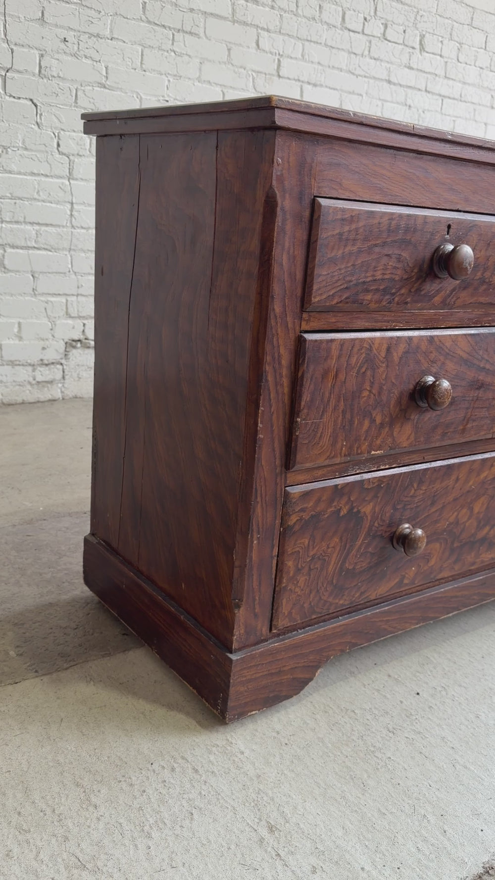 Antique Faux Grain English Chest of Drawers, c. 1890