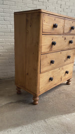 Antique Pine English Chest of Drawers with Mahogany Knobs c. 1870