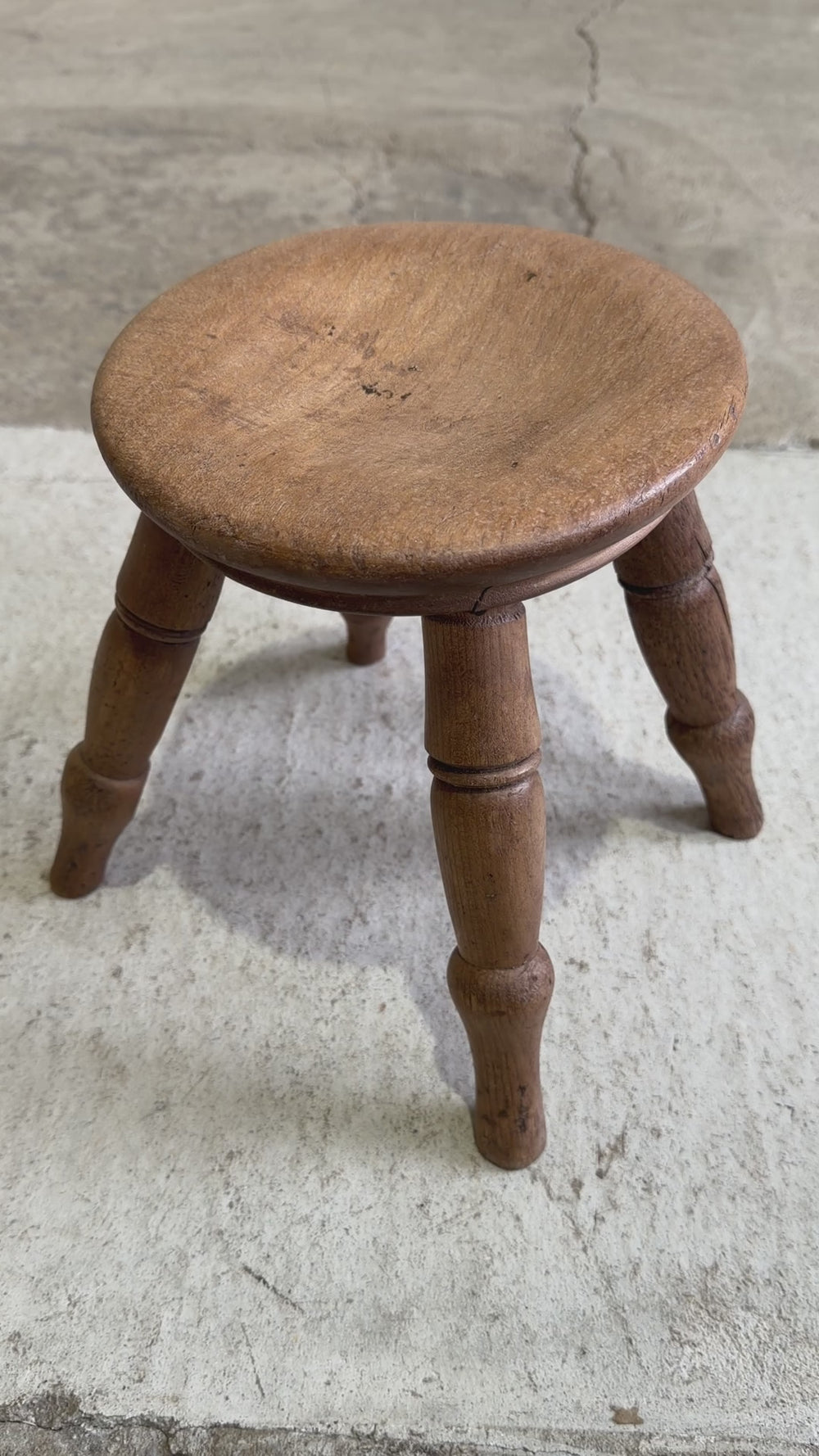Small Antique Pine English Stool c. 1890