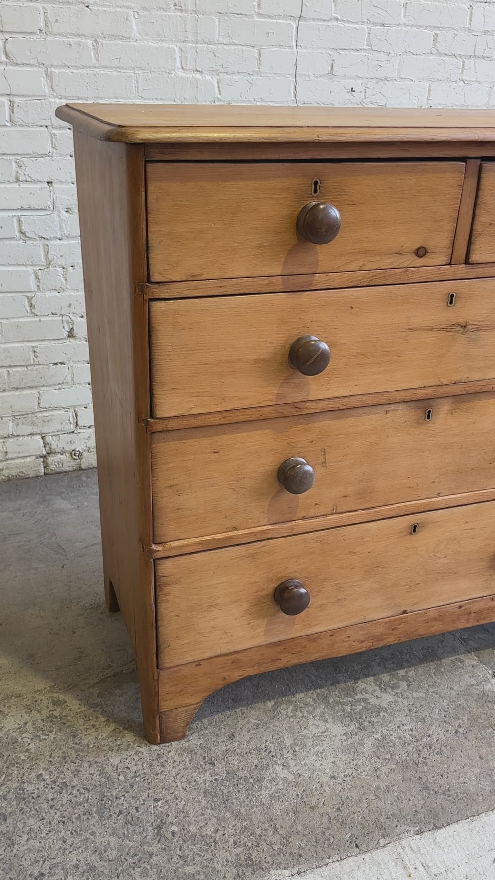Antique Pine Chest of Drawers with Dark Knobs c. 1840
