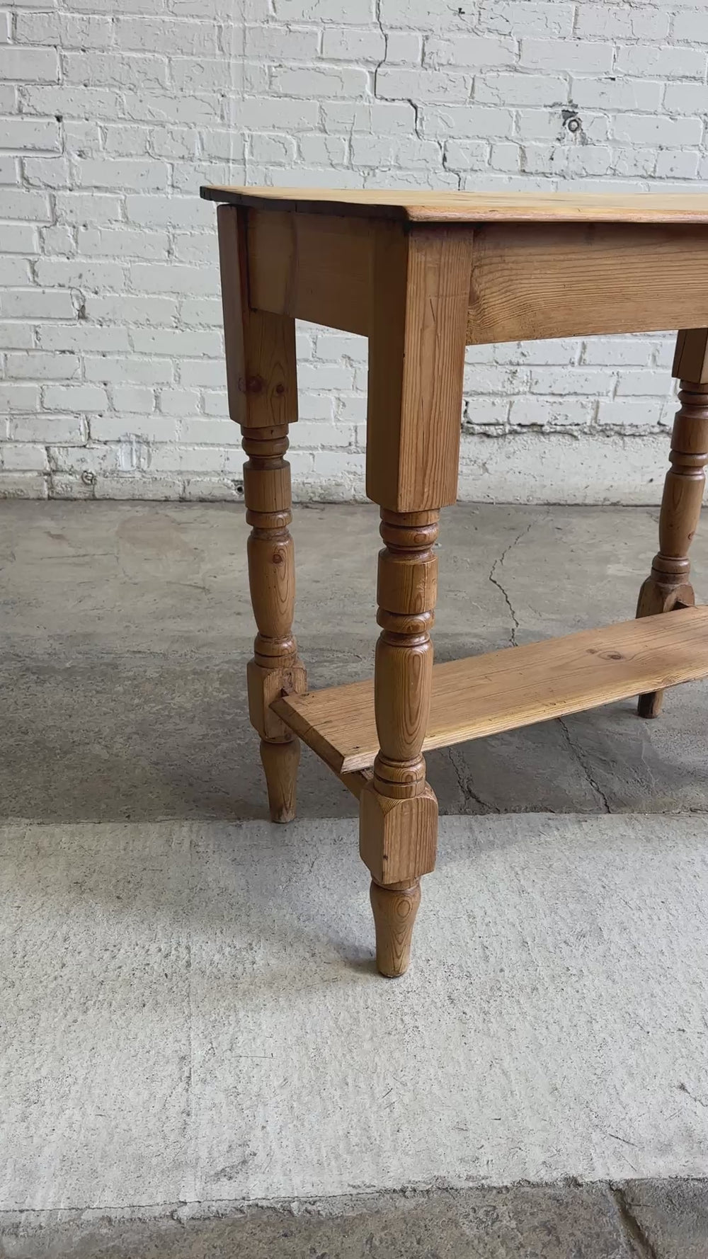 An English Antique Pine Side Table with Shelf c. 1890