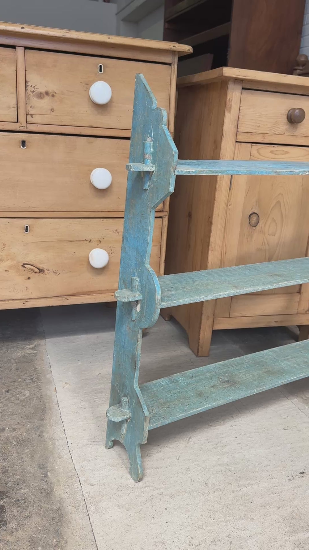 Antique Blue English Wall Shelf c. 1900