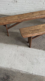 A Pair of 6-Foot English Antique Pine Benches c. 1875