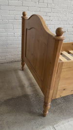 Antique Pine Sleigh Bed with Shaped Panels, c. 1900