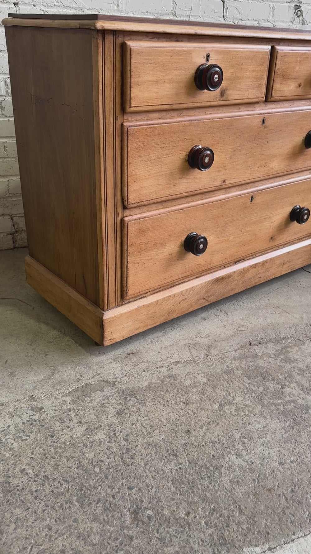 Antique Pine Chest of Drawers on Castors c. 1880