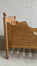 Antique Pine Sleigh Bed with Scalloped Side Rails, c. 1880