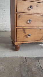 Antique Pine English Dresser with Glass Knobs, c. 1890