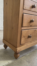 Antique Pine English Chest of Drawers with Flared Upstand c. 1880