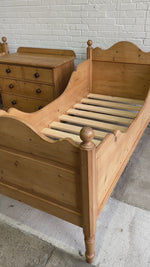 A Pair of Antique Pine Sleigh Beds c. 1900