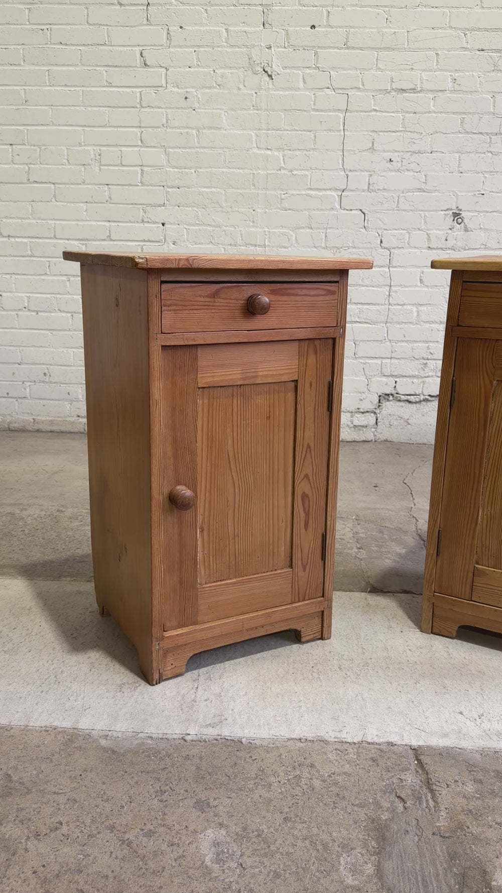 Antique Pine English Nighstand Pair, c. 1880