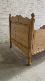 Antique Pine Sleigh Bed with Shaped Siderails, c. 1890