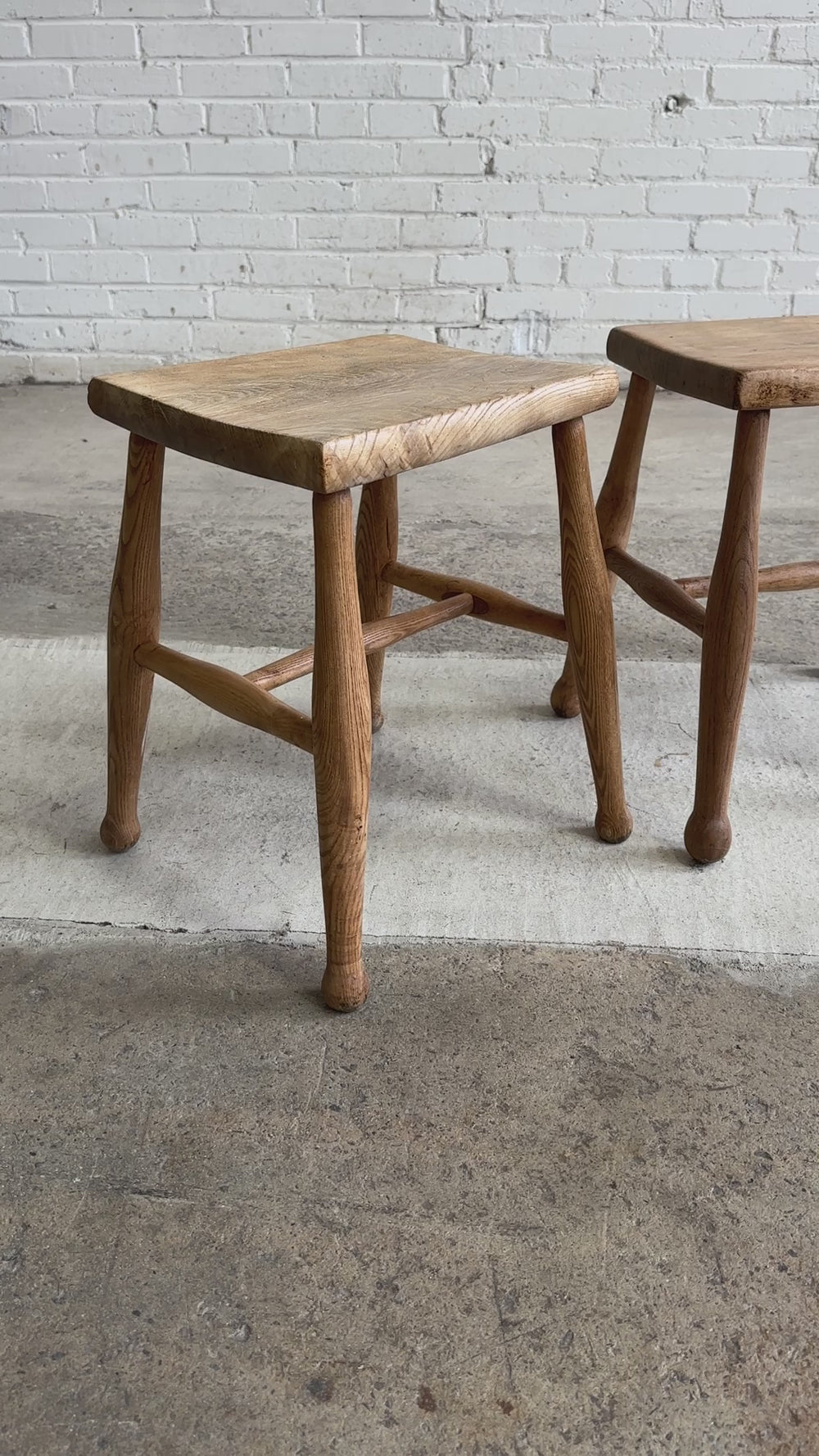 A Pair of Antique Elm English Stools c. 1880